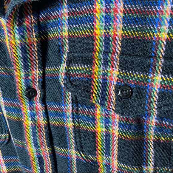 Outerknown Blanket Shirt True Black Rainbow Plaid - Picture 4 of 7
